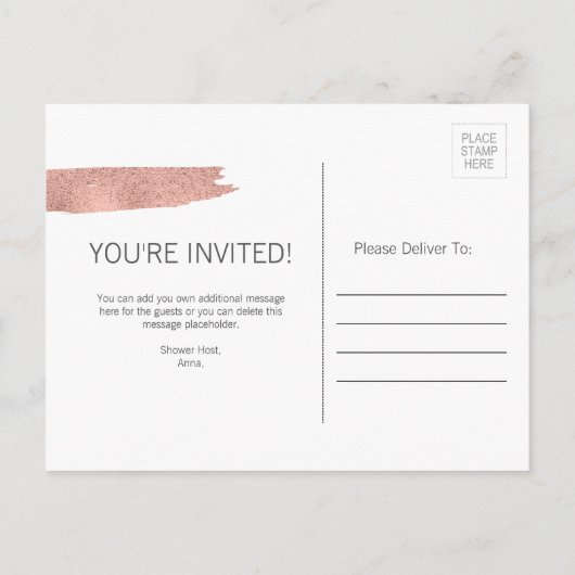 Moderne Roos Gold Vrijgezellenfeest Kaart (Achterkant)