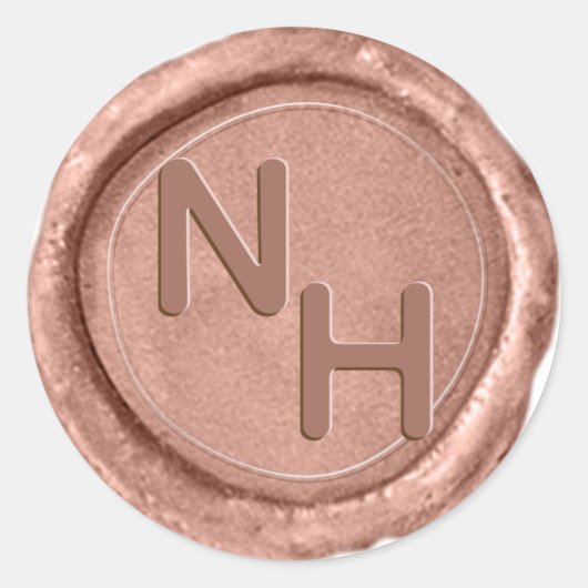 Moderne Roos Gold Wax Seal Monogram Wedding Sticke Ronde Sticker (Voorkant)