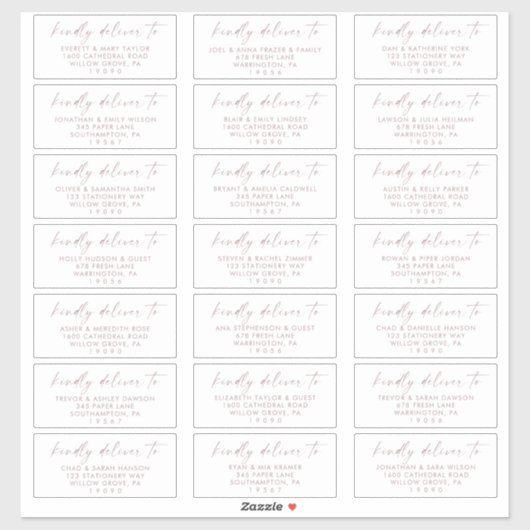Moderne Roos Gold Wedding Guest Adresetiketten Sticker (Vel)
