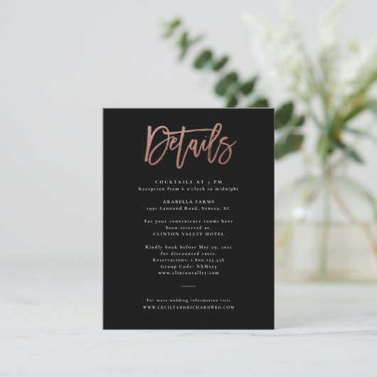 Moderne Roos Gold Wedding-kaart met script Kaart (Staand voorkant)