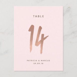 Moderne Roos Gold Wedding Table number 14 Briefkaart