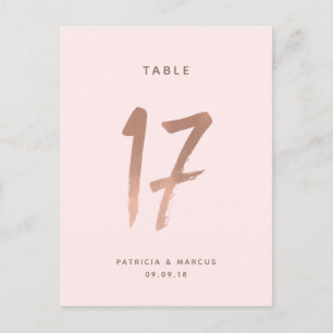Moderne Roos Gold Wedding Table number 17 Briefkaart