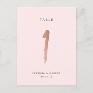 Moderne Roos Gold Wedding Table number 1 Briefkaart