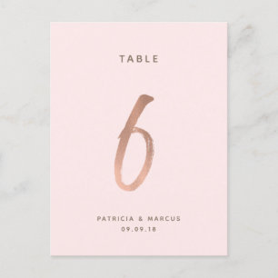 Moderne Roos Gold Wedding Table number 6 Briefkaart