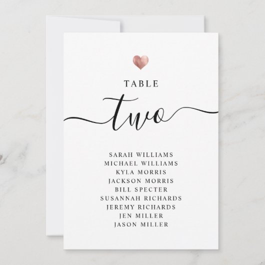 Moderne Roos Gold Wedding Table Number Kaarten (Achterkant)