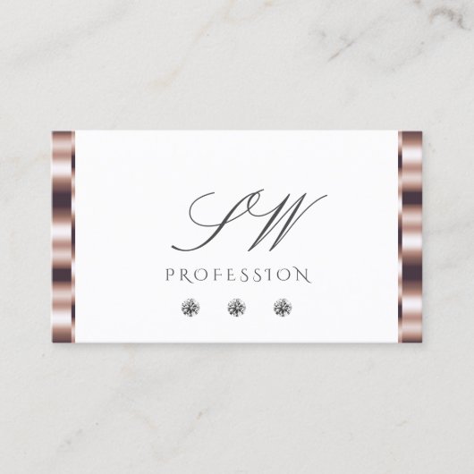 Moderne Roos Gold White Sparking Diamonds Initiale Visitekaartje (Voorkant)
