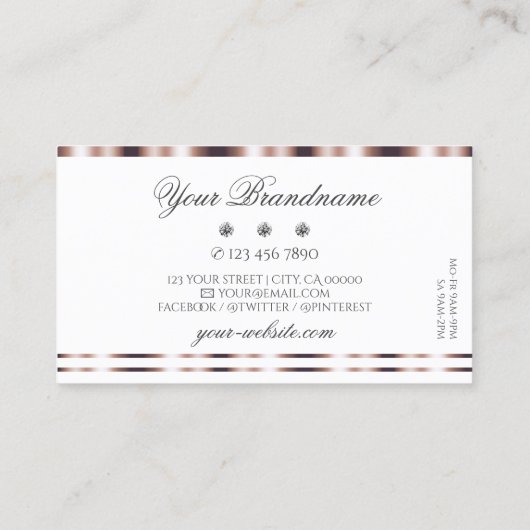 Moderne Roos Gold White Sparking Diamonds Luxury Visitekaartje (Achterkant)