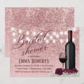 Moderne Roos Gold Wine & Flowers Vrijgezellenfeest Kaart (Voorkant / Achterkant)