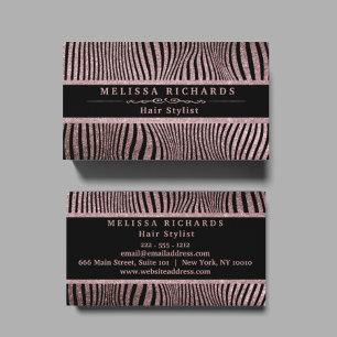Moderne Roos Gold Zebra Stripes Pattern Visitekaartje