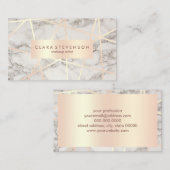 Moderne roos goud en witte marmer make-up artiest visitekaartje (Voorkant / Achterkant)