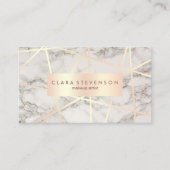 Moderne roos goud en witte marmer make-up artiest visitekaartje (Voorkant)