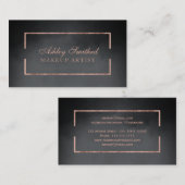 Moderne roos goud lijst zwarte waterverf make-up visitekaartje (Voorkant / Achterkant)