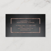 Moderne roos goud lijst zwarte waterverf make-up visitekaartje (Achterkant)