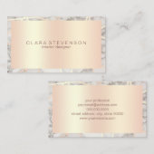 Moderne roos goud & witte marmer interieurontwerpe visitekaartje (Voorkant / Achterkant)