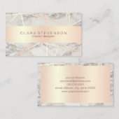 Moderne roos goud & witte marmer interieurontwerpe visitekaartje (Voorkant / Achterkant)