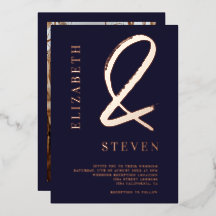 Moderne roos gouden ampersand noemt foto's bruilof