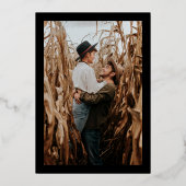 Moderne roos gouden ampersand noemt foto's bruilof folie uitnodiging (Achterkant)