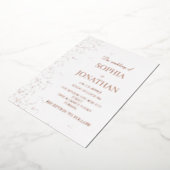 Moderne roos gouden bladeren trouwuitnodiging folie uitnodiging (Gedraaid)