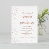 Moderne roos gouden bladeren trouwuitnodiging folie uitnodiging (Staand Voorkant)