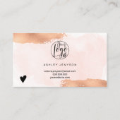 Moderne roos gouden borstelroze logo bedankt visitekaartje (Achterkant)