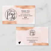 Moderne roos gouden borstelroze logo bedankt visitekaartje (Voorkant / Achterkant)