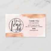 Moderne roos gouden borstelroze logo bedankt visitekaartje (Voorkant)