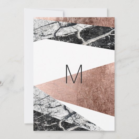 Moderne Roos gouden en marmeren huwelijksuitnodigi Kaart (Achterkant)