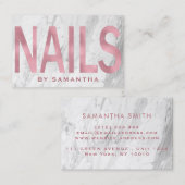 Moderne Roos gouden en witte marmernagels Visitekaartje (Voorkant / Achterkant)