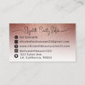 Moderne Roos Gouden Glitter Make-up Artiest Monogr Visitekaartje (Achterkant)