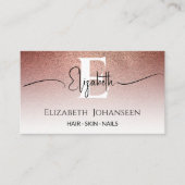 Moderne Roos Gouden Glitter Make-up Artiest Monogr Visitekaartje (Voorkant)