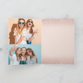 Moderne roos gouden glitter ombre 2 fotoverjaardag kaart (Binnen)