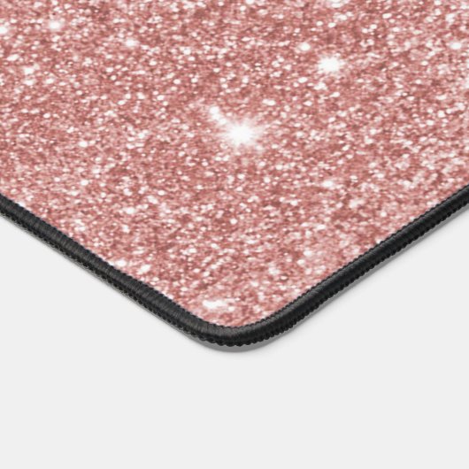 Moderne roos gouden glitter scriptnaam bureaumat (Hoek)