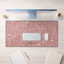 Moderne roos gouden glitter scriptnaam