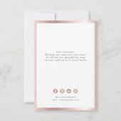 Moderne roos gouden grens logo kleine bedrijven bedankkaart (Achterkant)