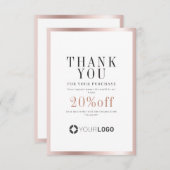 Moderne roos gouden grens logo kleine bedrijven bedankkaart (Voorkant / Achterkant)