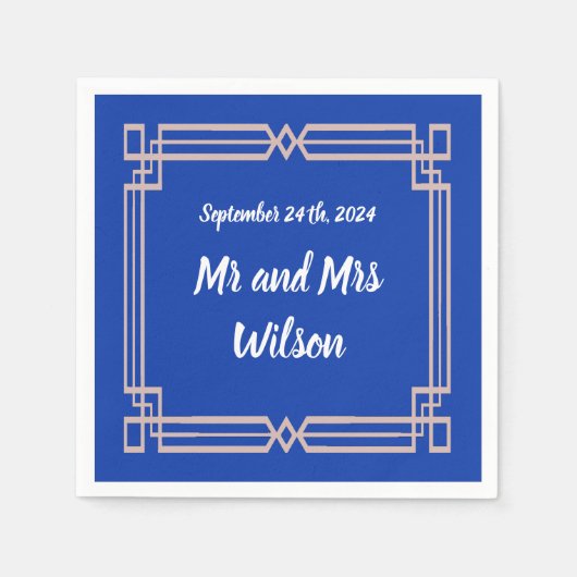 Moderne Roos gouden grens marineblauw cocktail nap Servet (Voorkant)