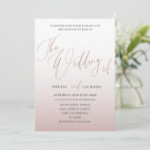 Moderne Roos gouden kalligrafie De bruiloft van Kaart (Staand voorkant)