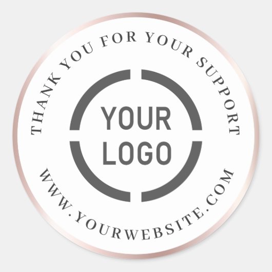 Moderne roos gouden logo bedankt ronde sticker (Voorkant)