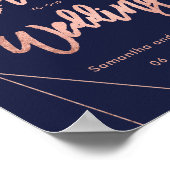 Moderne roos gouden marine welkome bruiloft poster (Hoek)