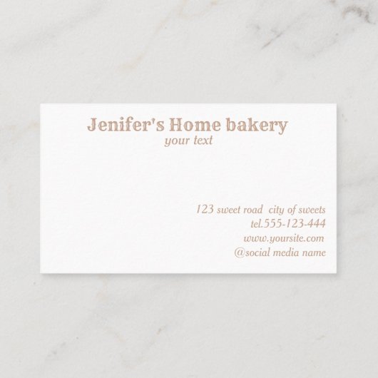 Moderne roos gouden rollende pin whisk chef bakker visitekaartje (Achterkant)