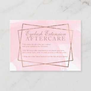 Moderne roos gouden script roze eyelash aftercare visitekaartje