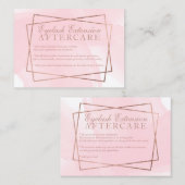 Moderne roos gouden script roze eyelash aftercare visitekaartje (Voorkant / Achterkant)