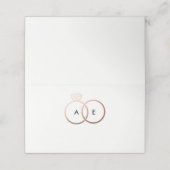 Moderne Roos gouden trouwring Monogram plaats kaar Plaatskaartje (Buitenkant ongevouwen)