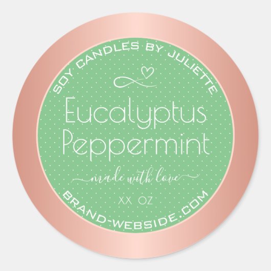 Moderne Roos gouden verpakkingsetiketten licht gro Ronde Sticker (Voorkant)