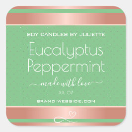 Moderne Roos gouden verpakkingsetiketten licht gro Vierkante Sticker