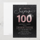 Moderne roos gouden verrassing 100e verjaardag kaart (Voorkant / Achterkant)