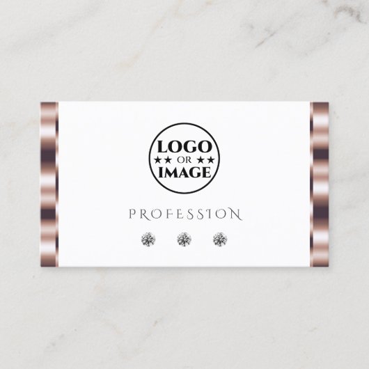 Moderne Roos gouden witte mousserende diamanten Vo Visitekaartje (Voorkant)