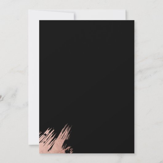 Moderne roos gouden zwarte lijst trouwerij kaart (Achterkant)