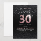 Moderne roos gouden zwarte verrassing 30ste verjaa kaart (Voorkant / Achterkant)