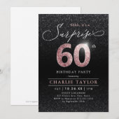 Moderne roos gouden zwarte verrassing 60ste verjaa kaart (Voorkant / Achterkant)